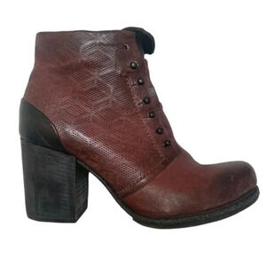 A.S. 98 Black Burgundy Heeled  Leather Booties 36